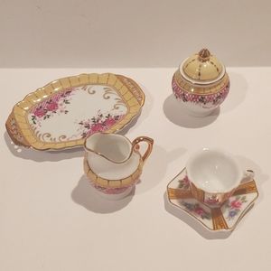 Vintage miniature rose tea set heirloom Dynasty